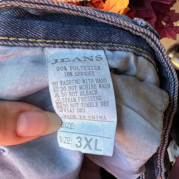 High Rise Jeans for Women Trendy 90s Denim Straight Leg Jeans orange thread rips - Picture 2 of 16